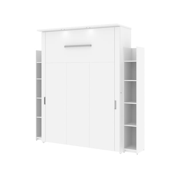 Bestar Lumina Queen Murphy Bed with 2 Shelving Units (86W) in white